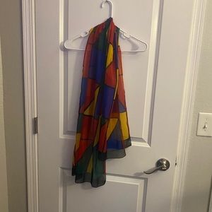 PRIMARY color geometric rainbow scarf